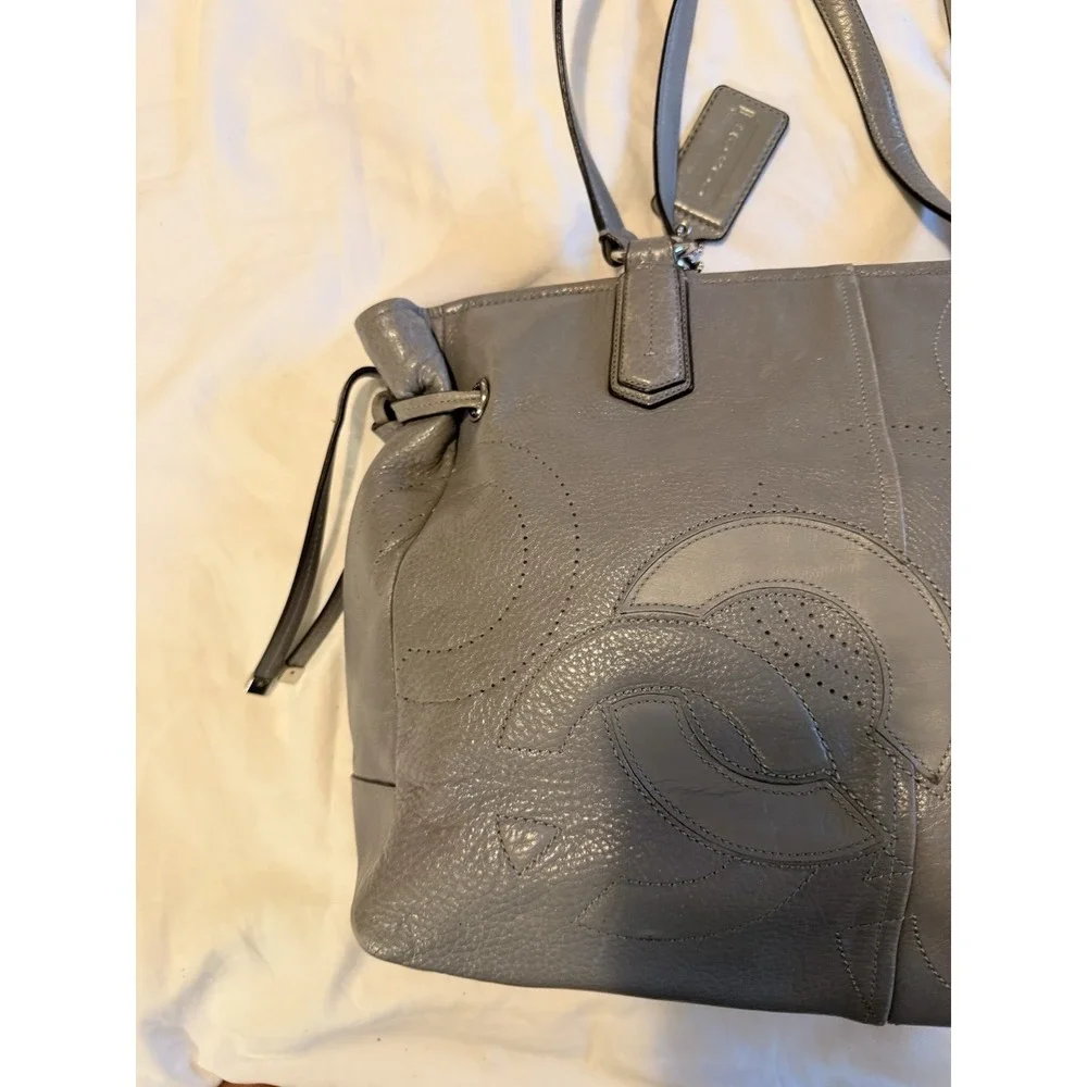 Coach Chelsea Inlaid Leather Charlie Gray Grey Tote Zip Large Patchwork